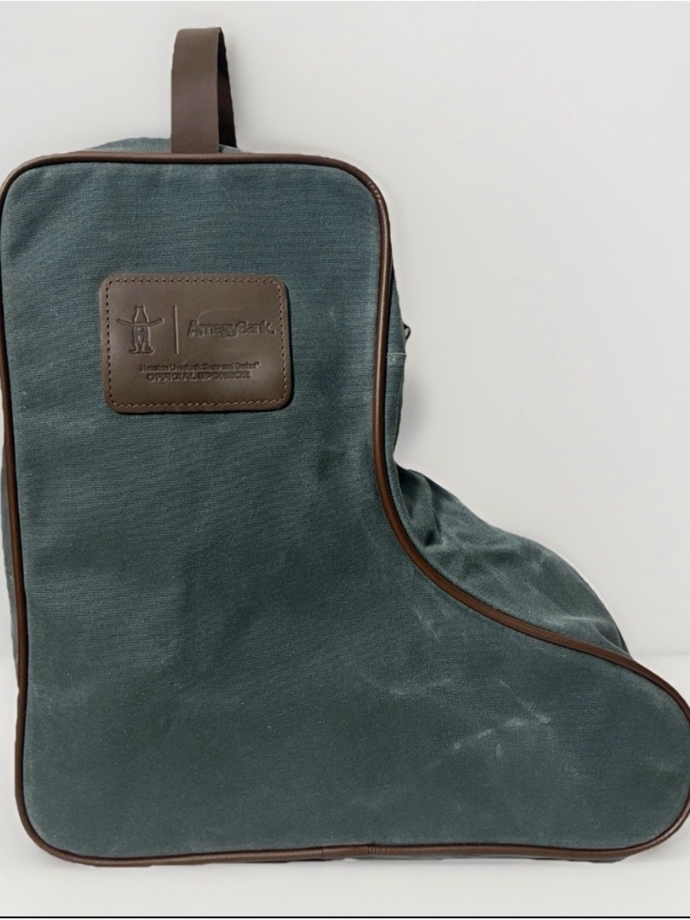 Jon Hart Boot Bag  Coated Canvas Leather Trim Houston Livestock Show Rodeo